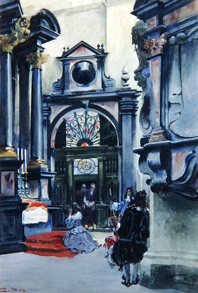 A waweli székesegyház belseje alkotó: Stanislaw and Kossak Wojciech Tondos