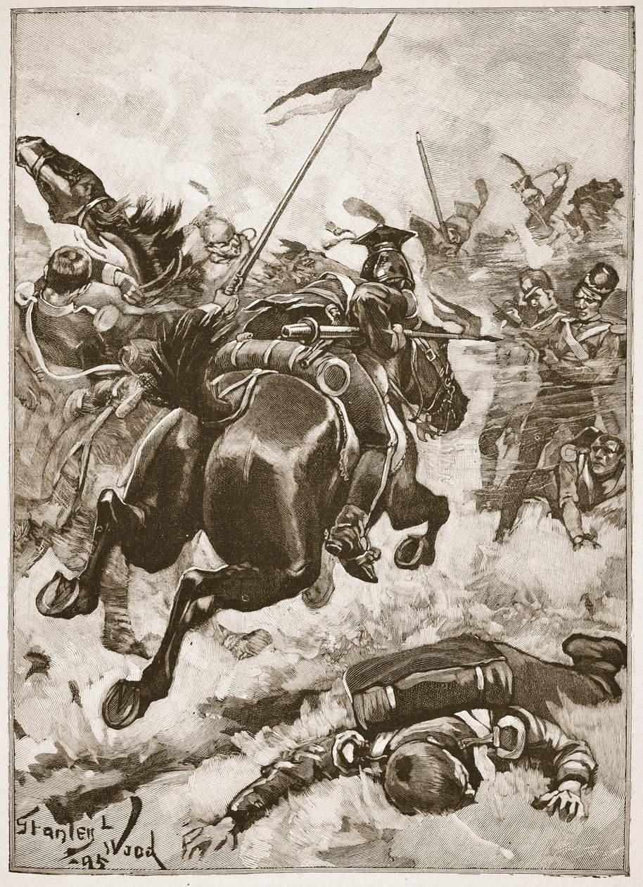 Heves kézi küzdelem alakult ki, illusztrációja Archibald Forbes, G.A. „Battles of the Nineteenth Century” című művéből. Henty és Arthur Griffiths őrnagy alkotó: Stanley L. Wood