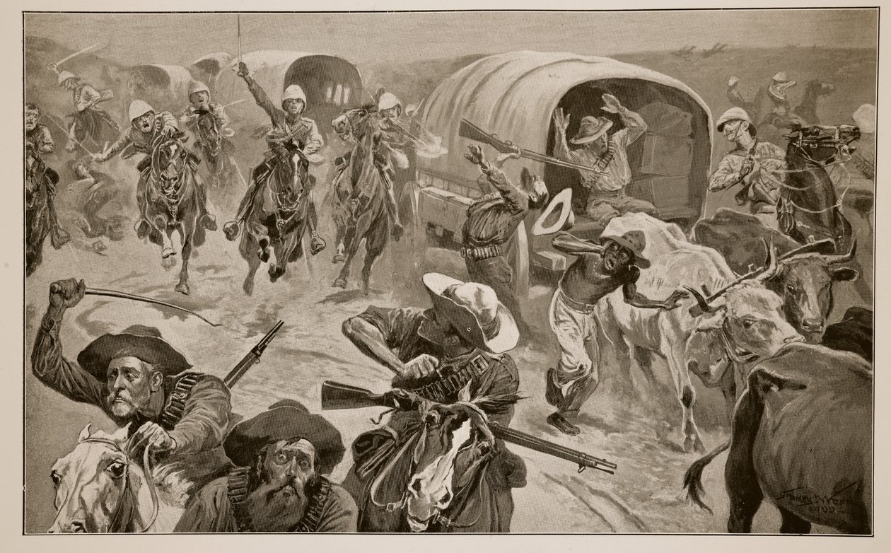 A búr konvojt elfogták French tábornok csapatai Kimberley közelében alkotó: Stanley L. Wood
