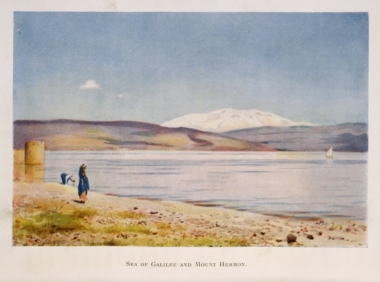 Galileai-tenger a Hermon-hegy felé (Szíriában), Palesztina 1906 alkotó: Stanley Inchbold