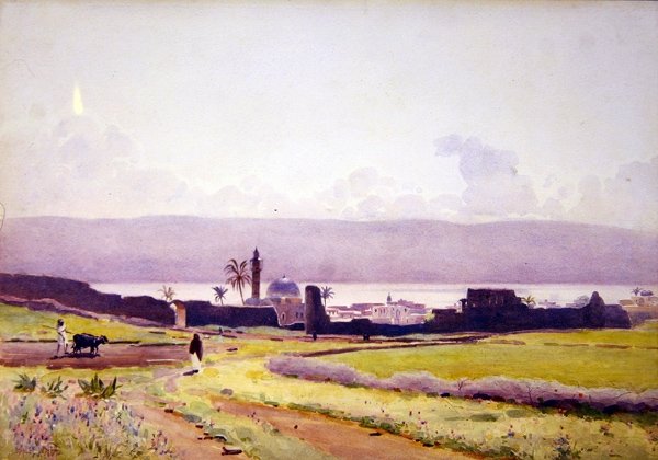 Tiberius falai között, 1905 körül (akvarell, papír) alkotó: Stanley Inchbold