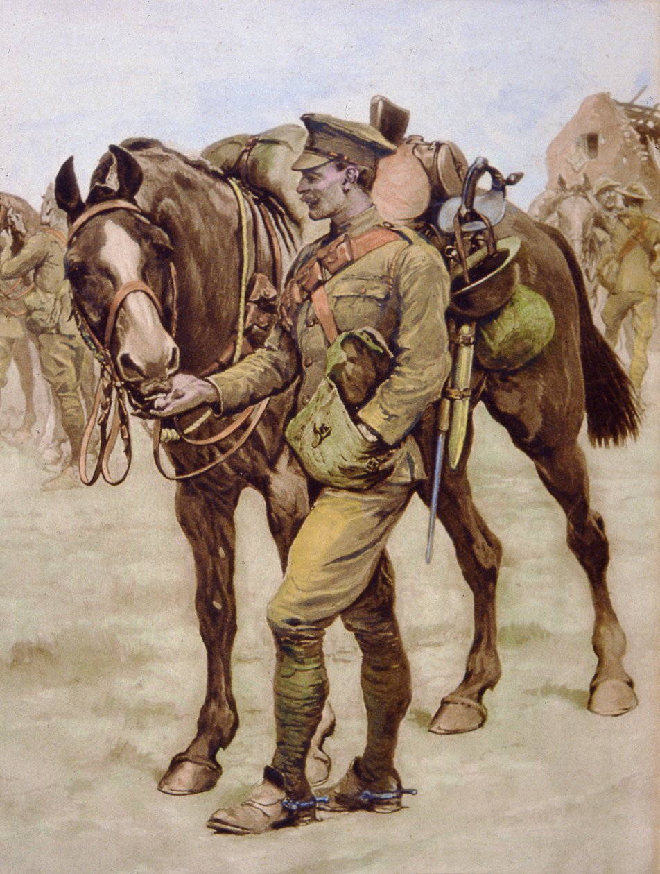 „Sharing Rations” – megjelent a „The War Illustrated”-ben, 1916. december 23-án (színes litó) alkotó: Stanley L. (after) Wood