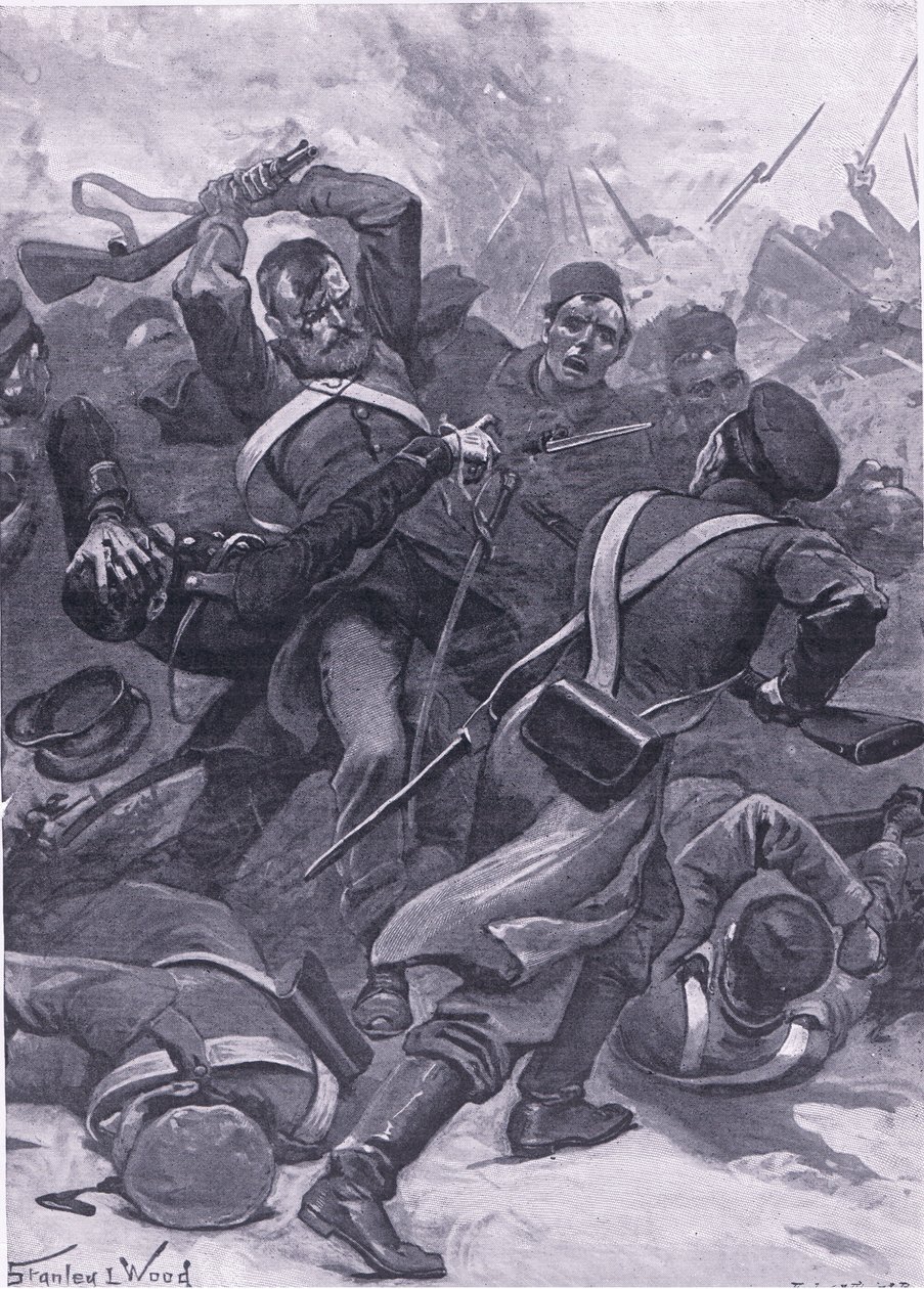Inkerman: Az 55. (2. határ) ezred az oroszok ellen, illusztráció a brit szárazföldi és tengeri csatákból, 1915 alkotó: Stanley L. Wood