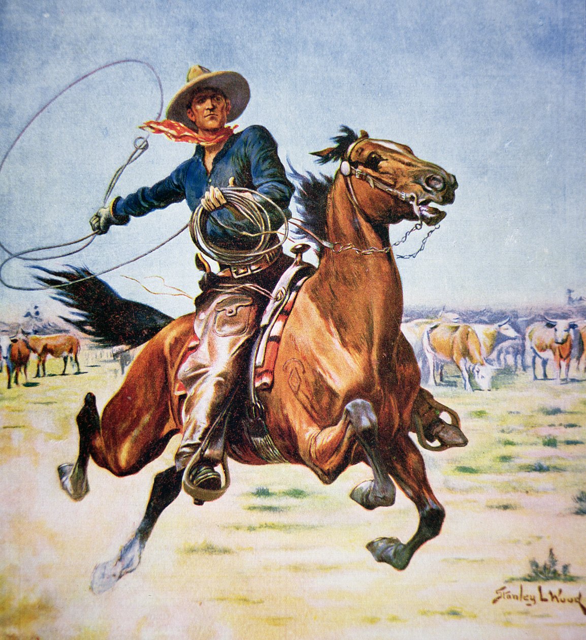 Texas Cowboy (színes litho) alkotó: Stanley L. Wood