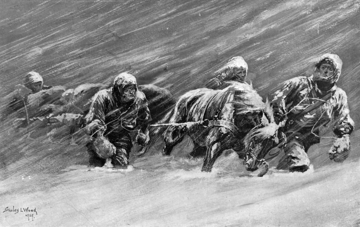 A túra a hóvihar idején, 1909 alkotó: Stanley L Wood