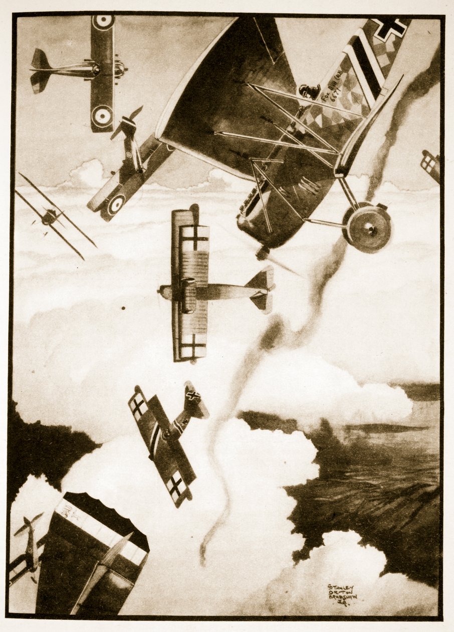 Kutyaviadal, illusztráció John Hamilton „Flying Memories” című művéből alkotó: Stanley Orton Bradshaw