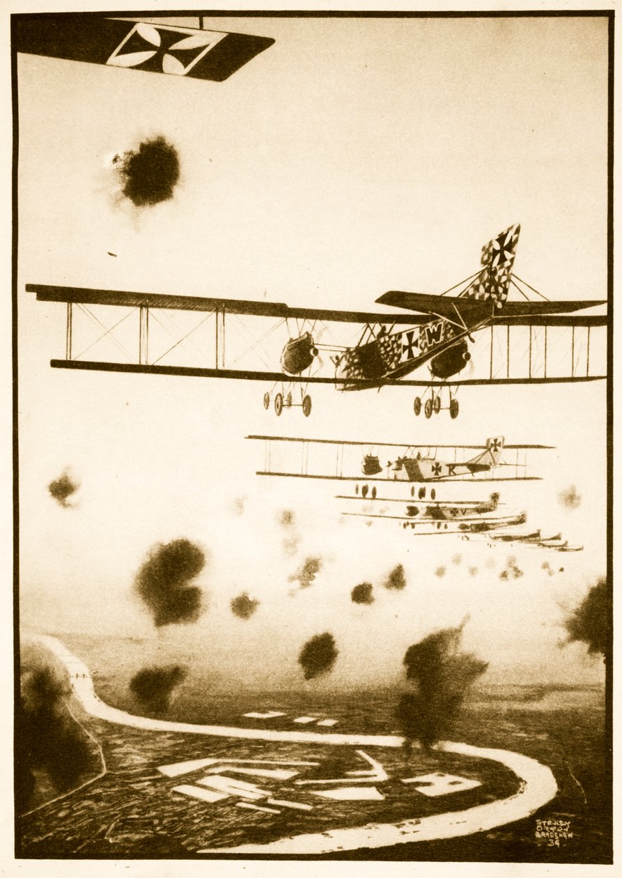 Daylight Raid Londonban, illusztráció a „Flying Memories” című filmből, John Hamiltontól alkotó: Stanley Orton Bradshaw