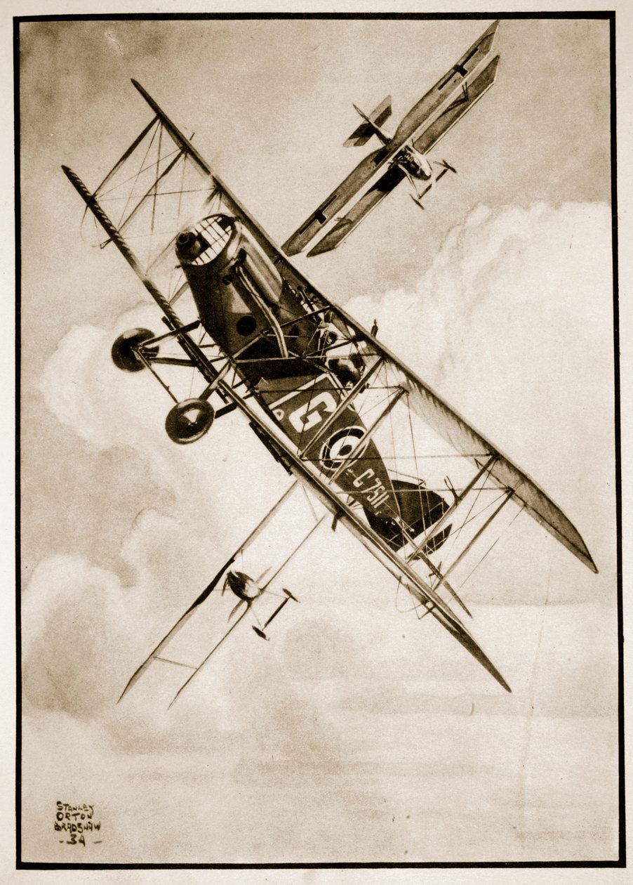 The Bristol Fighter, illusztráció John Hamilton „Flying Memories” című művéből alkotó: Stanley Orton Bradshaw