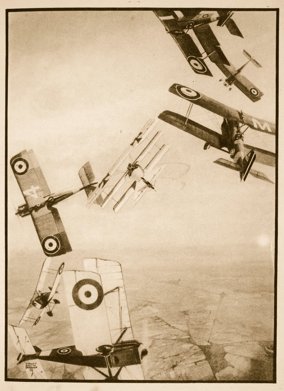 Werner Voss halála, illusztráció John Hamilton „Flying Memories” című művéből alkotó: Stanley Orton Bradshaw