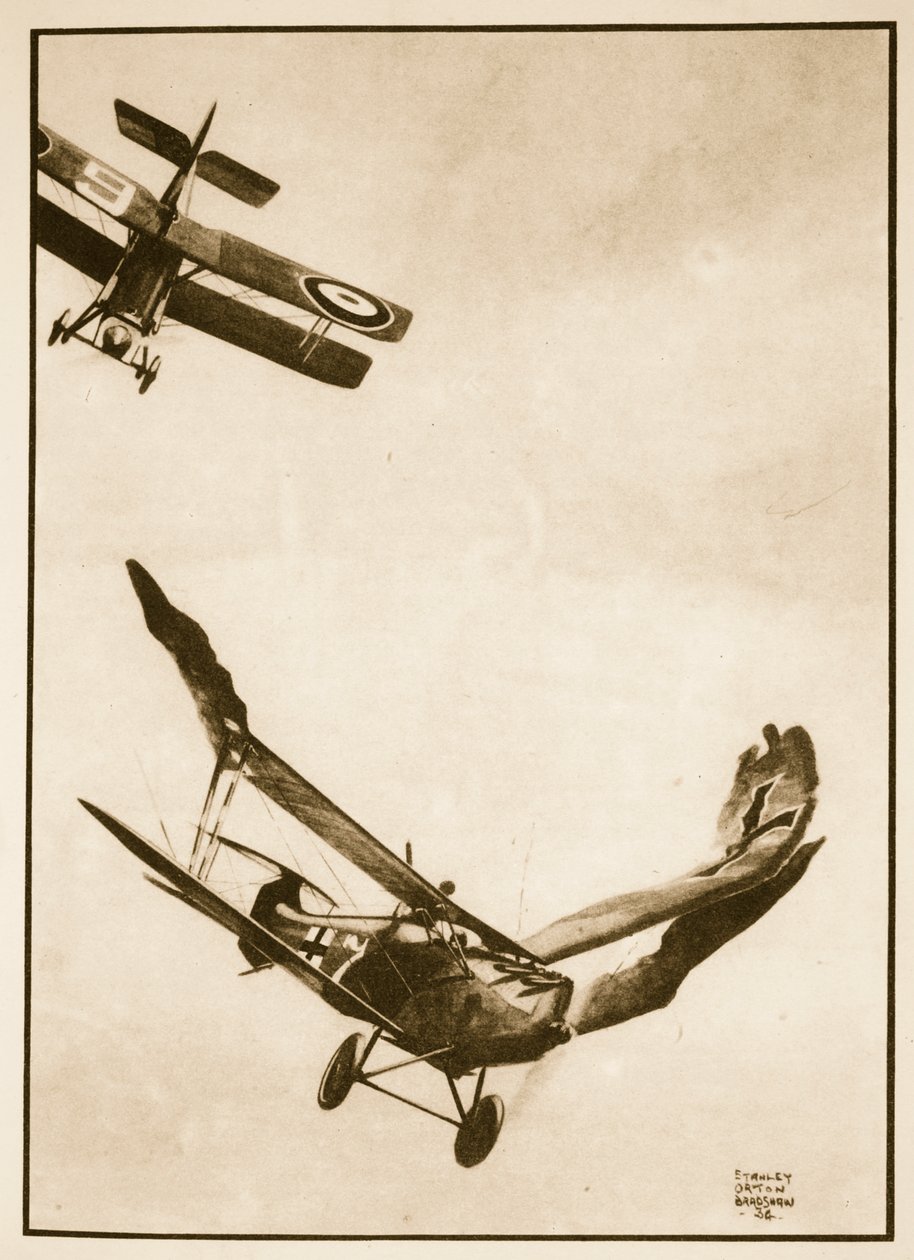 James McCudden utolsó győzelme, illusztráció John Hamilton „Flying Memories” című művéből alkotó: Stanley Orton Bradshaw