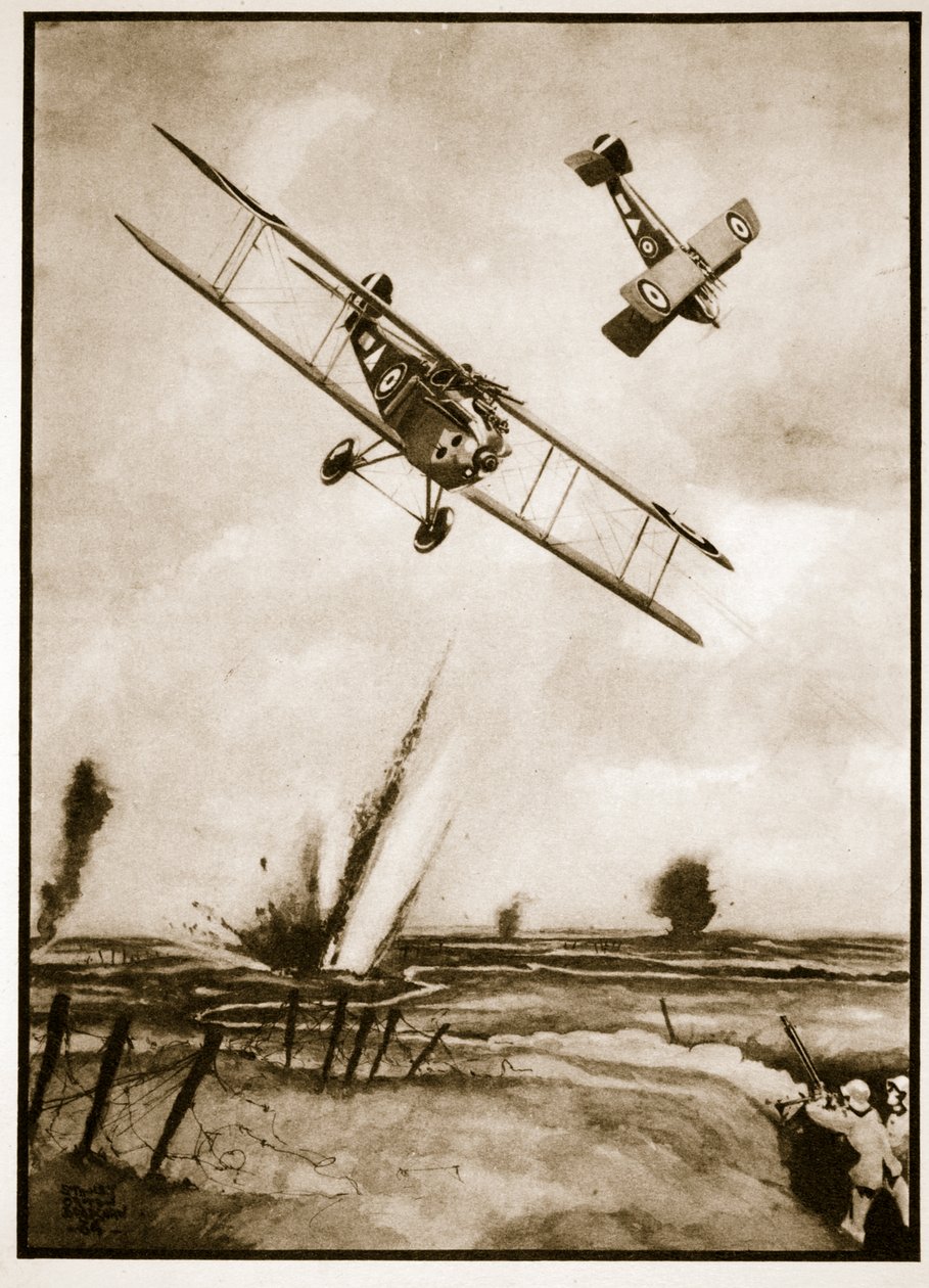 Trench Strafing, illusztráció a "Flying Memories"-ból, John Hamiltontól alkotó: Stanley Orton Bradshaw
