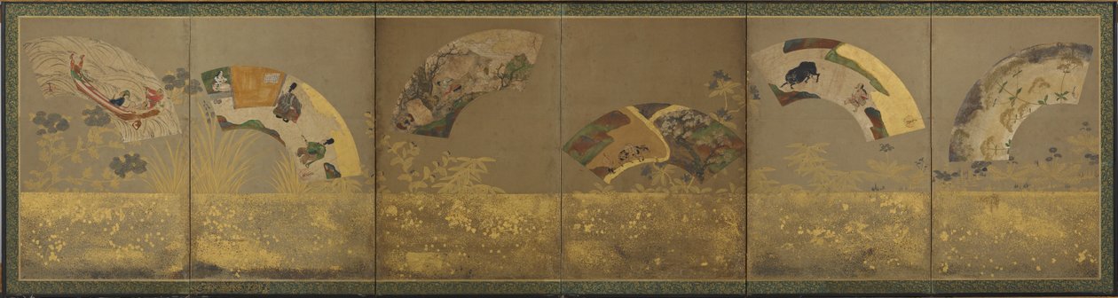 Hat rajongói dolgozat: vegyes témák, Momoyama vagy Edo-korszak, 1590-1640. alkotó: Sôtatsu