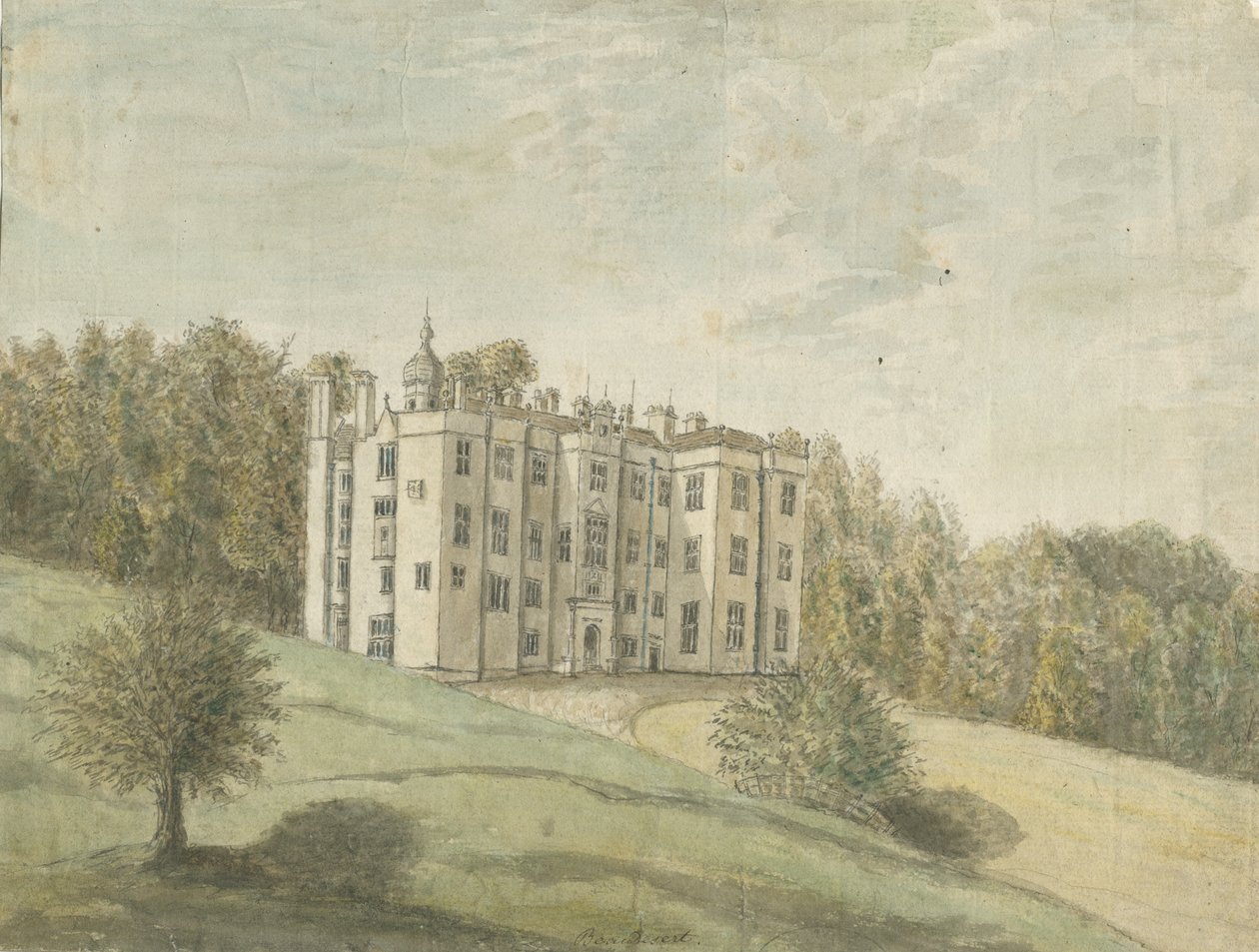 Beaudesert Hall és Park: vízfestmény, nd [1762-1802] alkotó: Stebbing Shaw