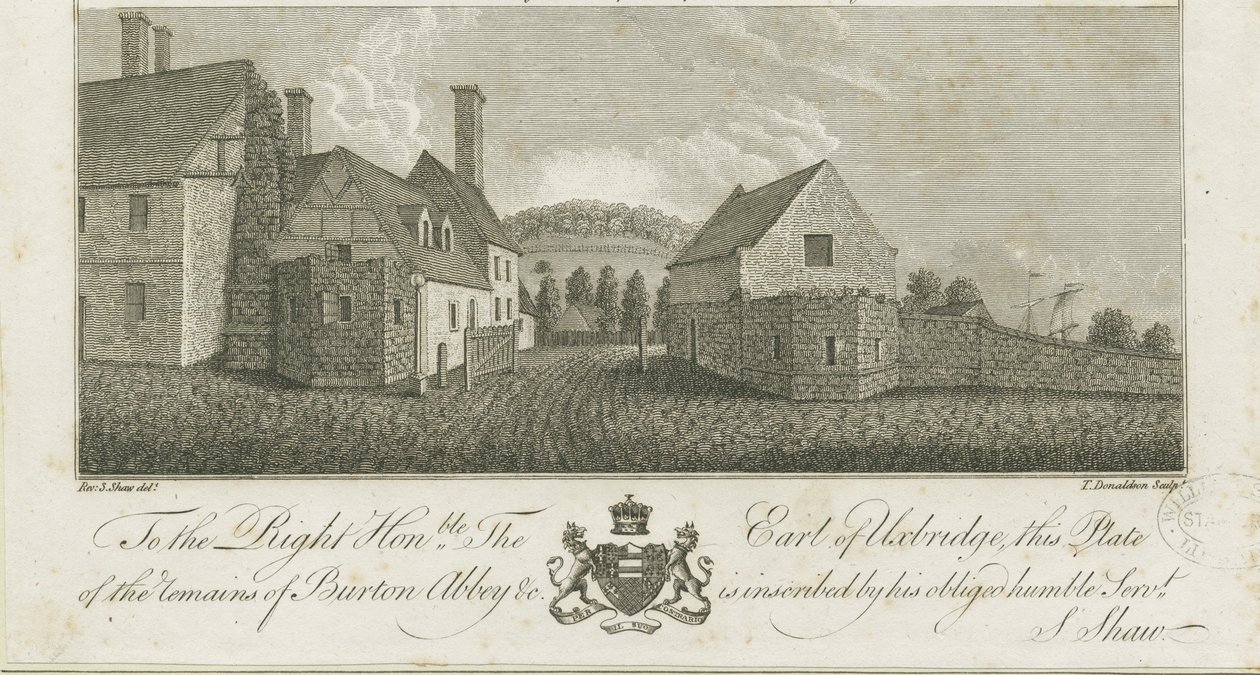 Burton-upon-Trent Abbey: metszet, nd [c1795] (nyomtatott) alkotó: Stebbing Shaw