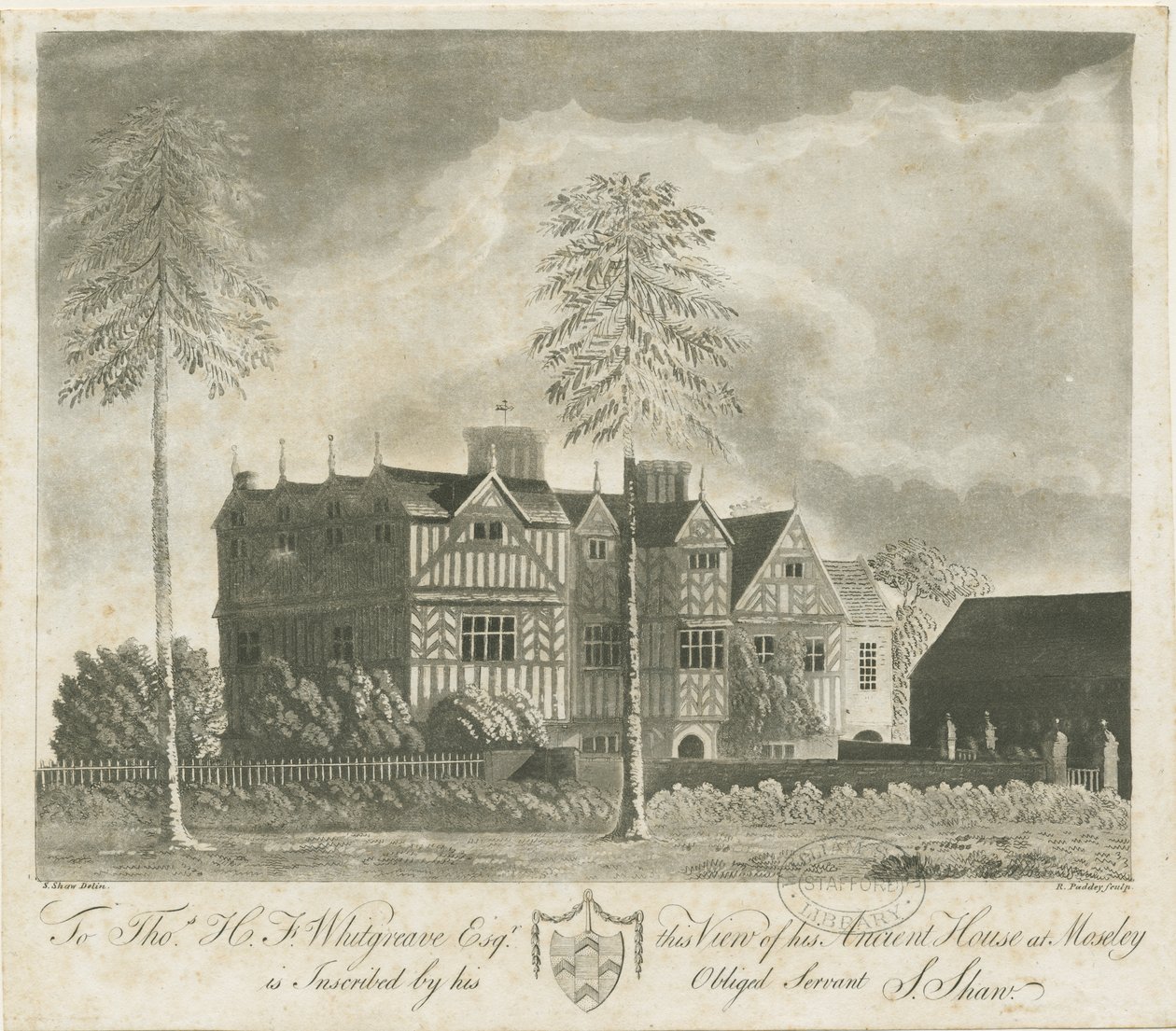 Bushbury – Moseley Old Hall: akvatinta metszet, és [XVIII. század] alkotó: Stebbing Shaw