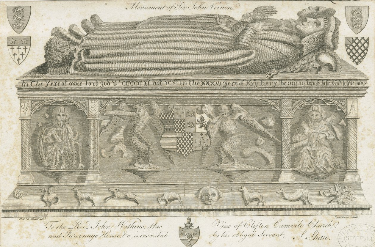 Clifton Campville templom - Vernon Emlékmű: metszet, nd [1762-1802] alkotó: Stebbing Shaw