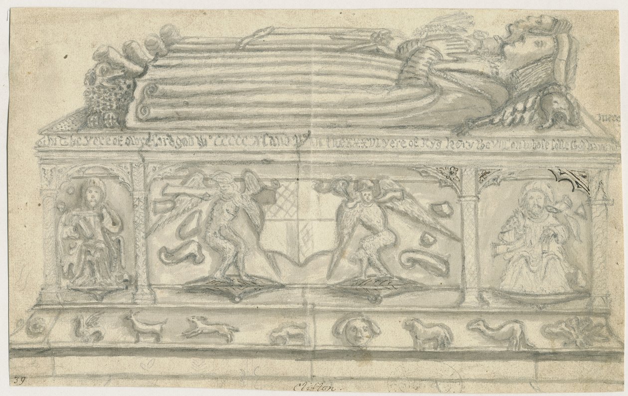 Clifton Campville templom – Vernon Emlékmű: ceruzarajz, nd [1762-1802] alkotó: Stebbing Shaw