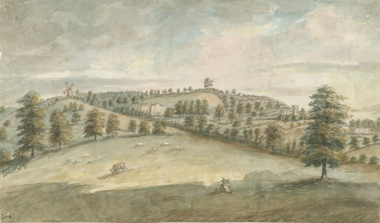 Dilhorne Hall: vízfestmény, nd [1762-1802] (festmény) alkotó: Stebbing Shaw