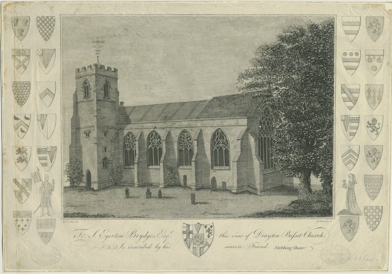 Drayton Bassett Church: metszet, nd [1762-1802] (nyomtatás) alkotó: Stebbing Shaw