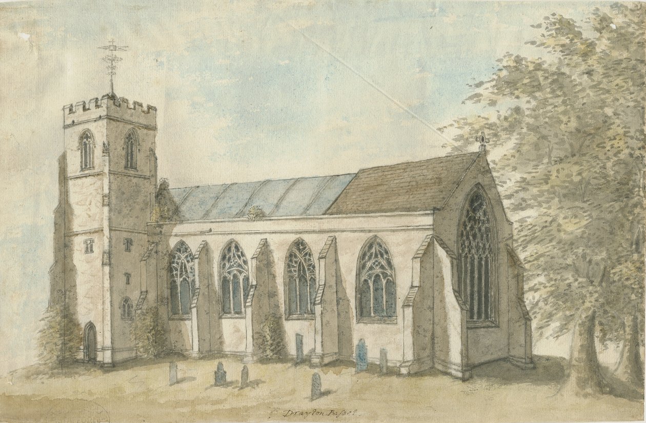 Drayton Bassett Church: vízfestmény, nd[1762-1802] alkotó: Stebbing Shaw