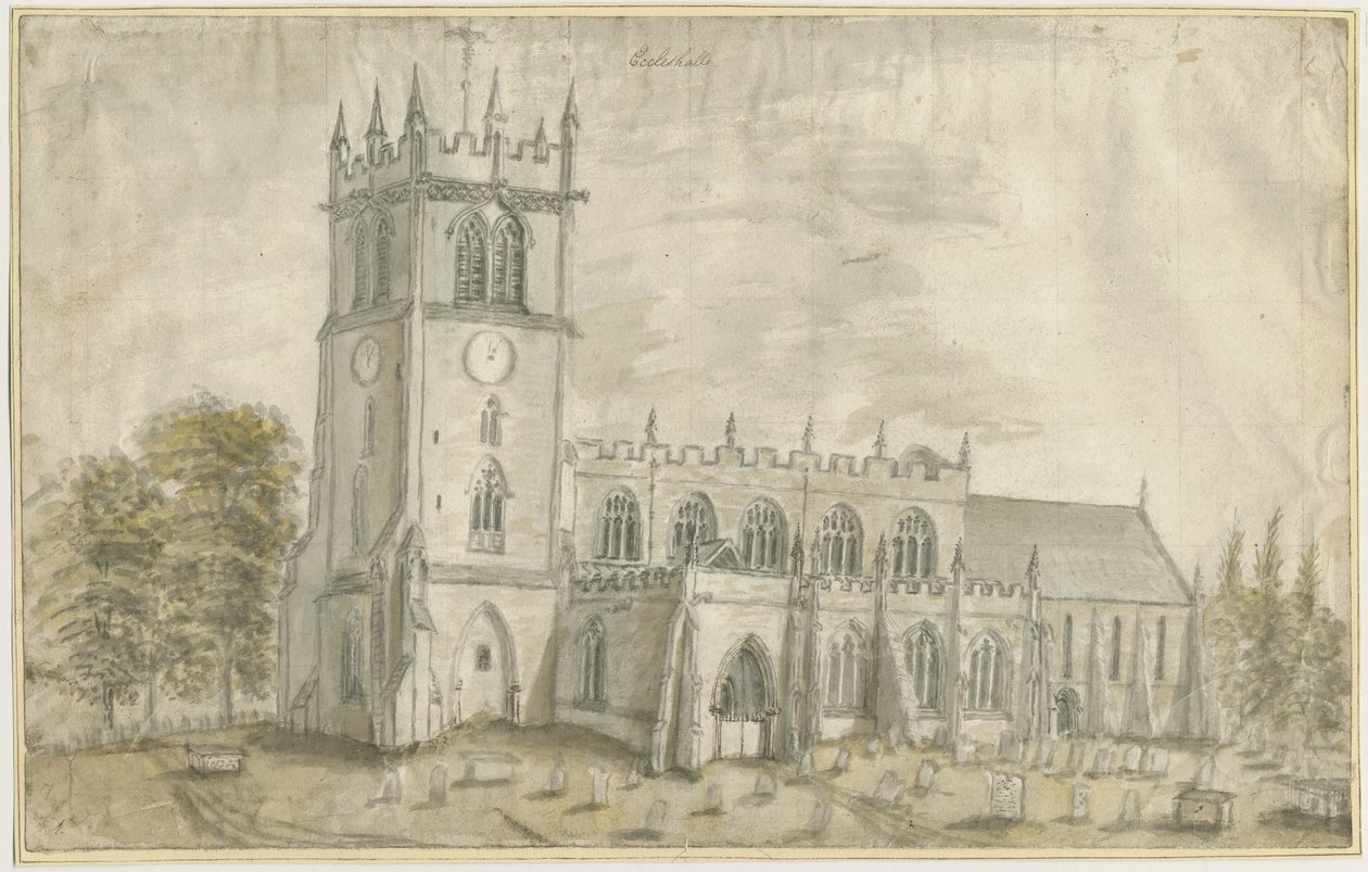 Eccleshall templom: vízfestmény, nd [1762-1802] alkotó: Stebbing Shaw