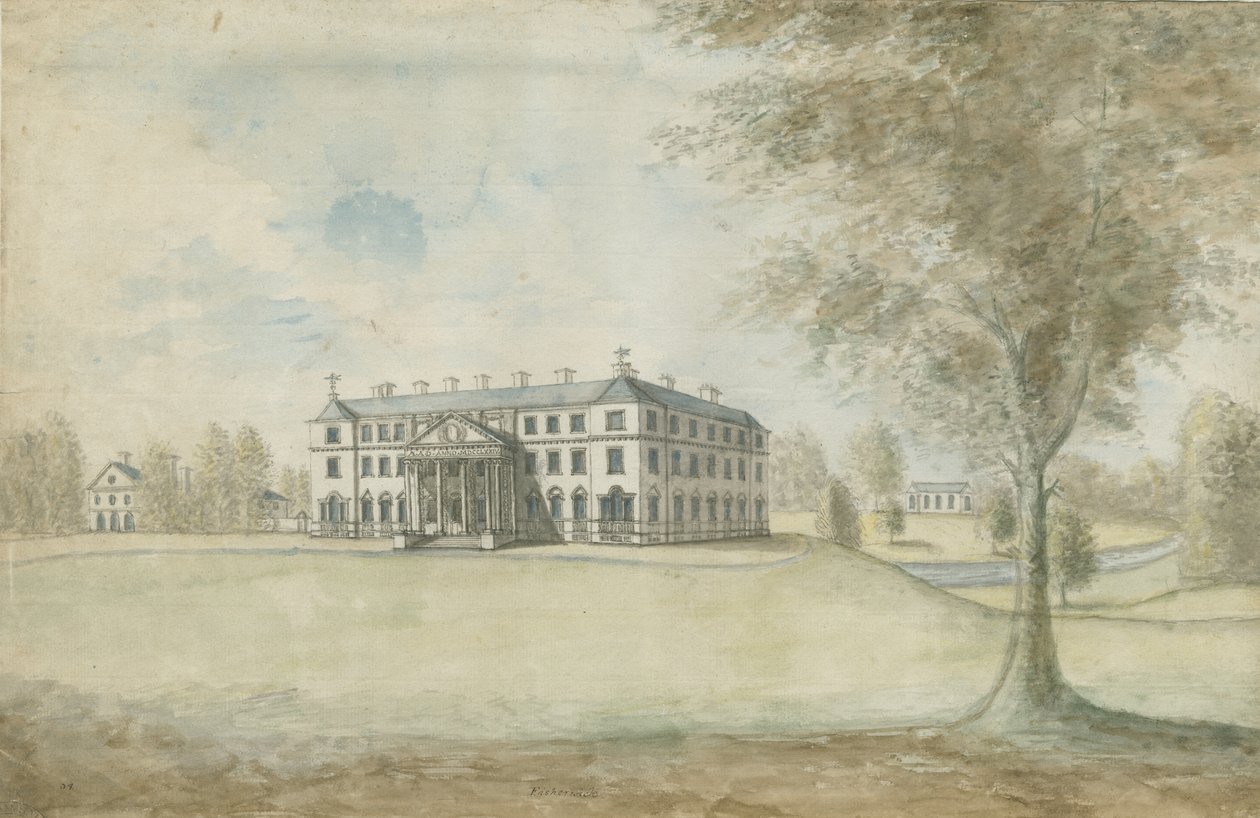 Fisherwick Hall: vízfestmény, nd [1774-1802] alkotó: Stebbing Shaw