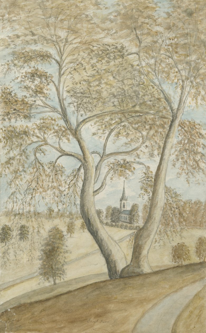 Great Barr Chapel: vízfestmény, nd [1762-1802] alkotó: Stebbing Shaw