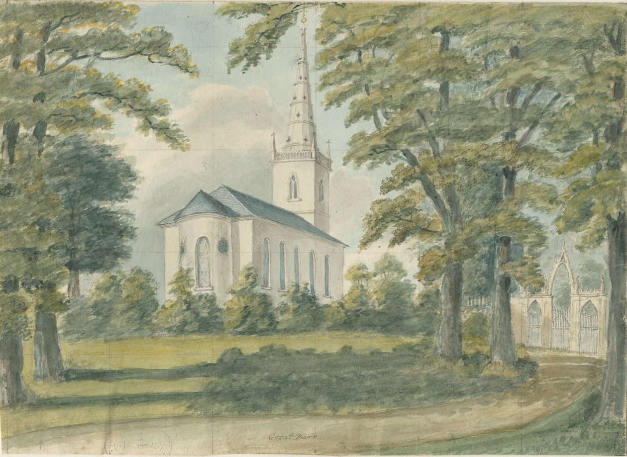 Great Barr Chapel: vízfestmény, nd [1762-1802] alkotó: Stebbing Shaw