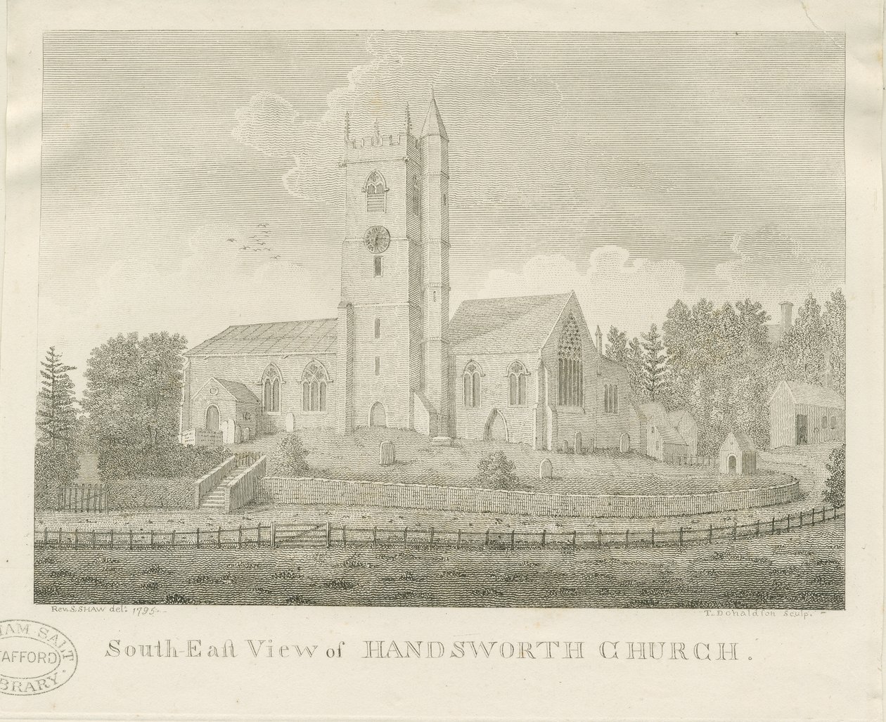 Handsworth templom: metszet alkotó: Stebbing Shaw
