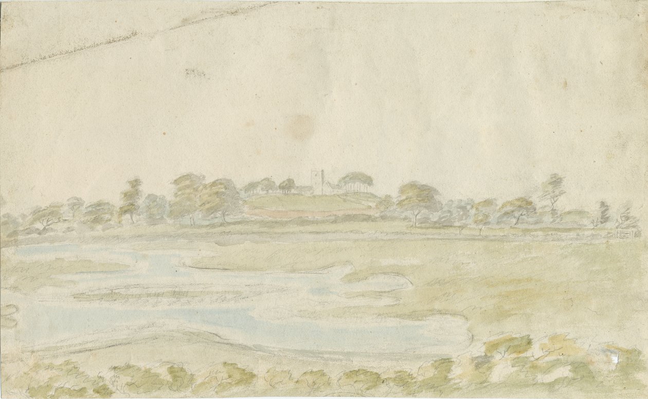 High Offley templom: vízfestmény, nd [1762-1802] alkotó: Stebbing Shaw