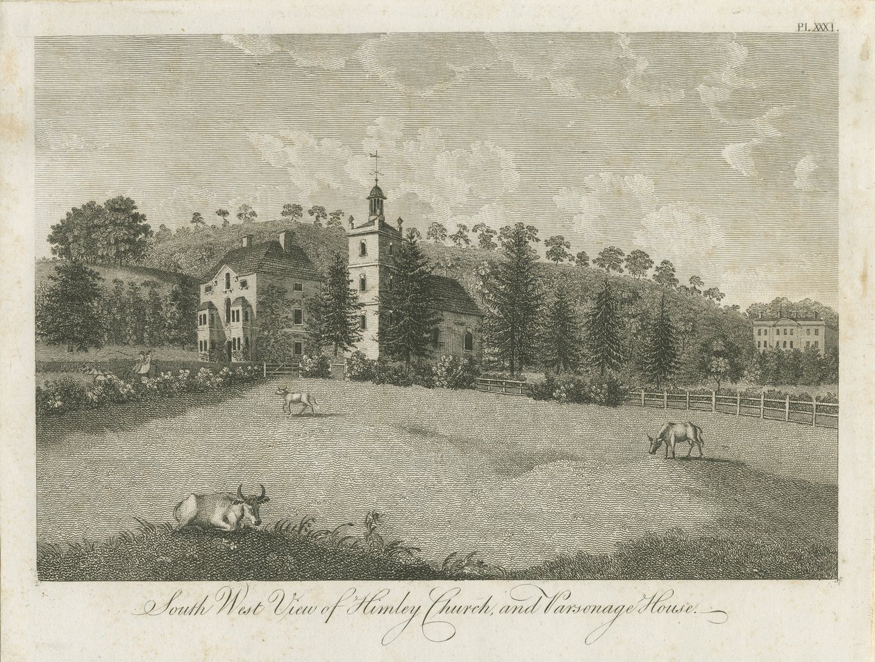 Himley templom és plébánia: metszet, nd [1762-1798] (nyomtatás) alkotó: Stebbing Shaw