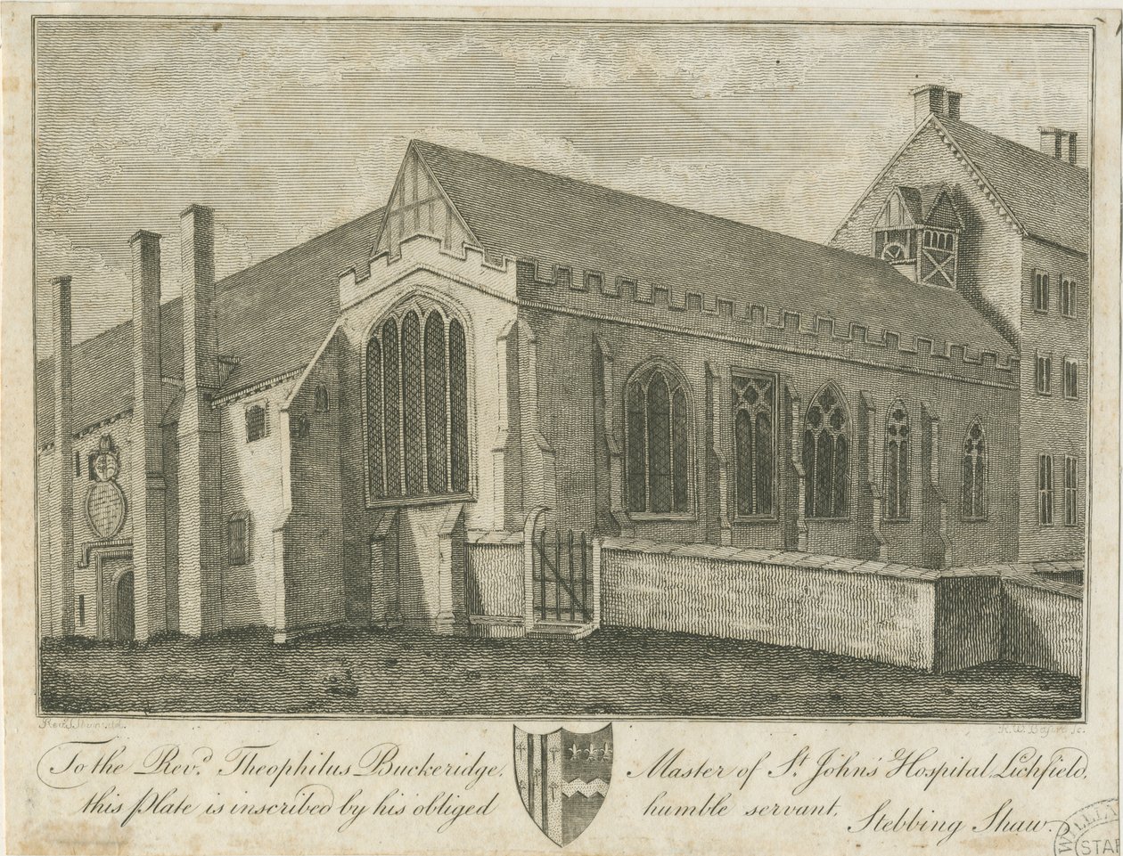 Lichfield - Szent János Kórház és Kápolna: metszet, nd [1762-1798] (nyomtatás) alkotó: Stebbing Shaw