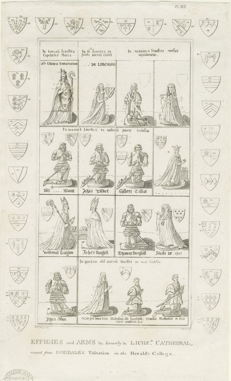 Lichfield-székesegyház – Effigies and Arms: metszet, nd [1762-1798] (nyomtatott) alkotó: Stebbing Shaw
