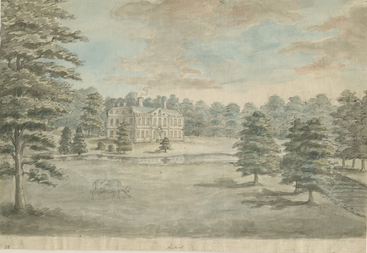 Lysways Hall: vízfestmény, nd [1762-1802] alkotó: Stebbing Shaw
