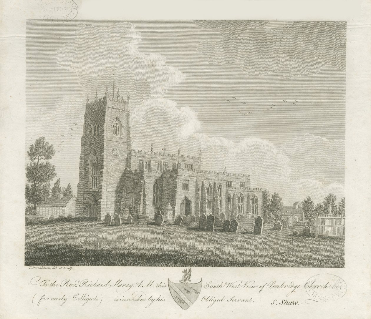 Penkridge Church: metszet, és [18. század vége] (nyomtatás) alkotó: Stebbing Shaw