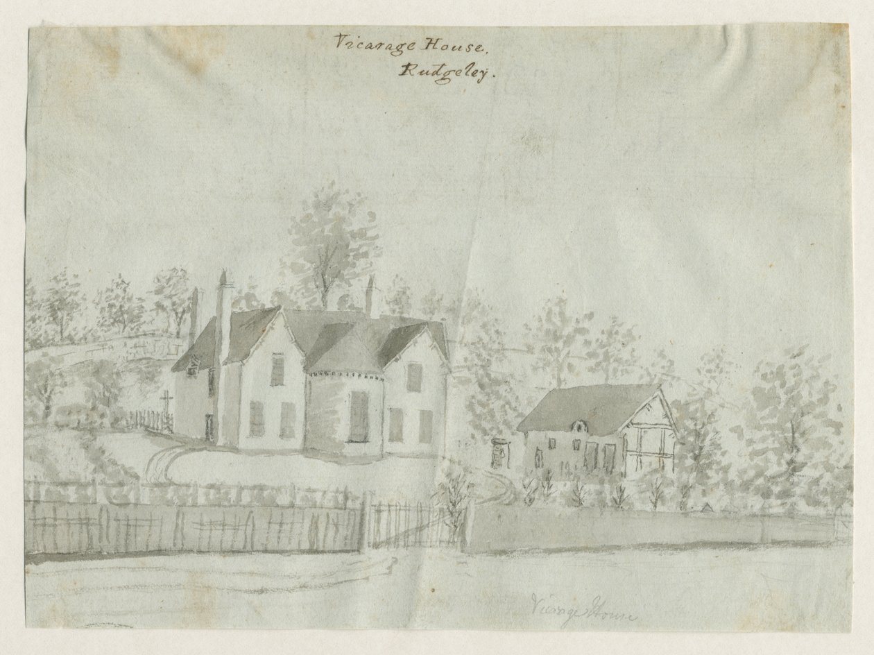 Rugeley Town - Plébánia: szépia mosási rajz, nd [1762-1802] (rajz) alkotó: Stebbing Shaw