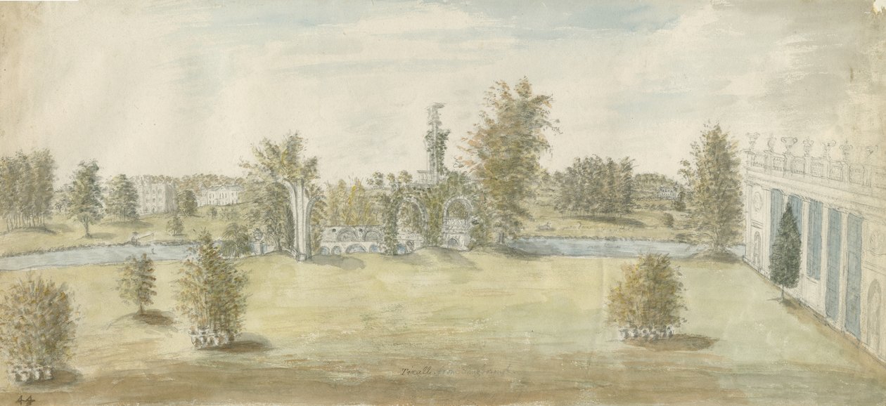 Shugborough – "athéni" építészet: akvarell festészet, nd [1762-1802] alkotó: Stebbing Shaw