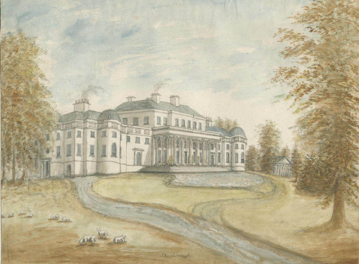 Shugborough Hall: akvarell festészet, és [c 1800] alkotó: Stebbing Shaw