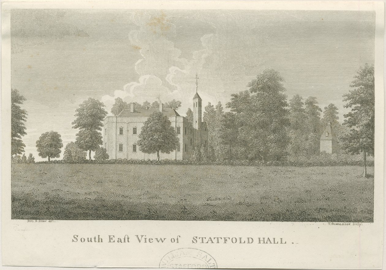 Statfold Hall: metszet, nd [1762-1798] (nyomtatás) alkotó: Stebbing Shaw