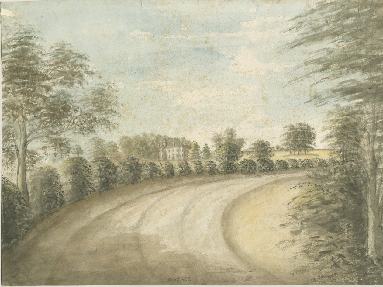 Statfold Hall: akvarell festmény, nd [1762-1802] alkotó: Stebbing Shaw