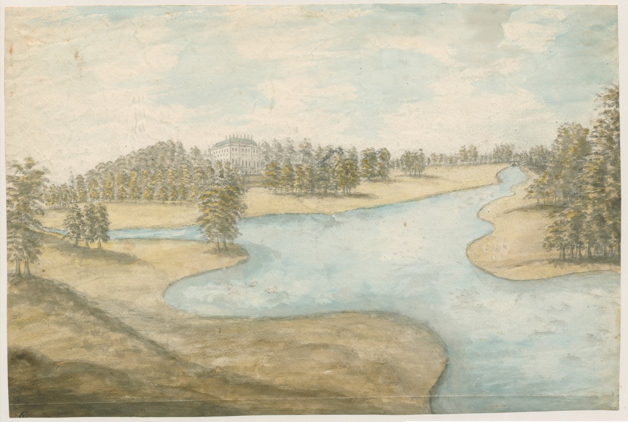 Teddesley Hall: vízfestmény, nd [1762-1802] alkotó: Stebbing Shaw