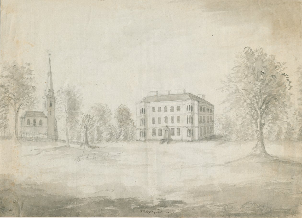 Thorpe Constantine templom és terem: ceruza- és mosórajz, nd [1762-1802] alkotó: Stebbing Shaw