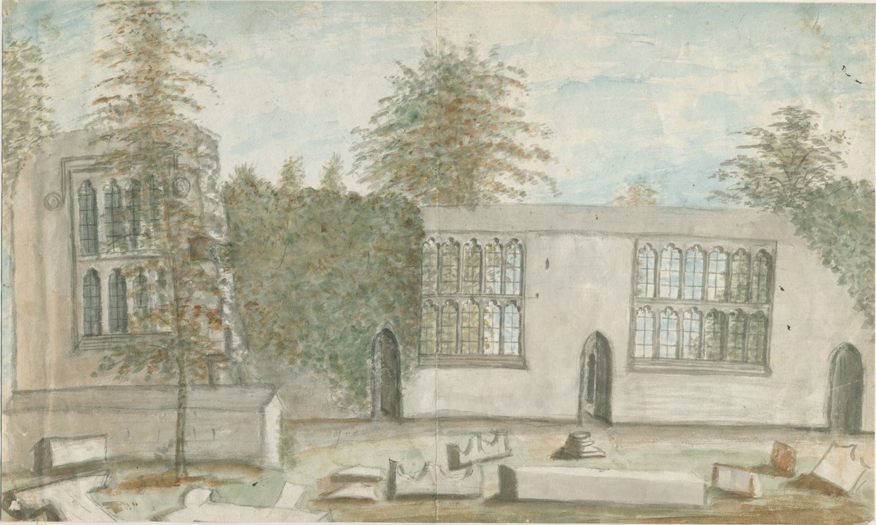 Tixall Hall: vízfestmény, nd [1762-1802] alkotó: Stebbing Shaw