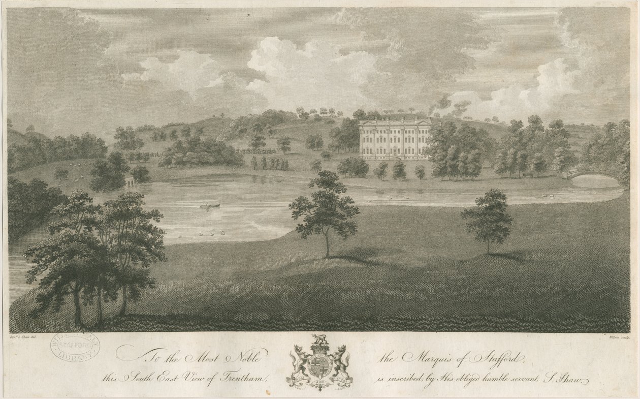 Trentham Hall: metszet, nd [c 1794] (nyomtatás) alkotó: Stebbing Shaw