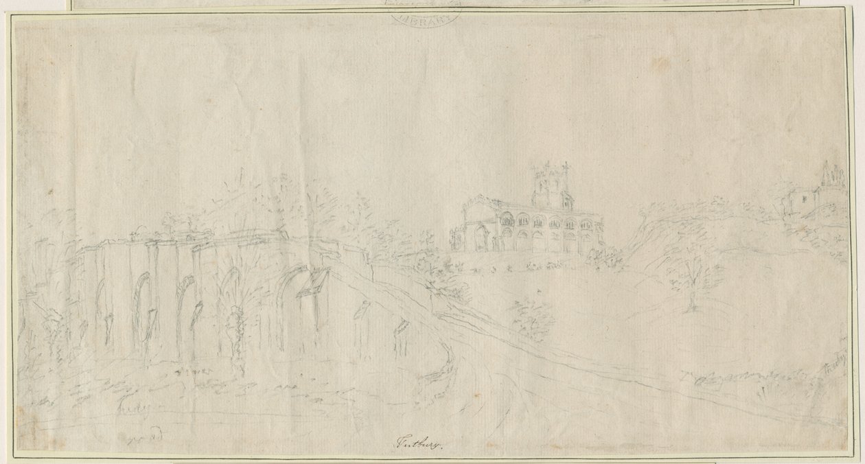 Tutbury templom és kastély – északkeleti nézet: ceruzarajz, nd [1762-1802] (rajz) alkotó: Stebbing Shaw