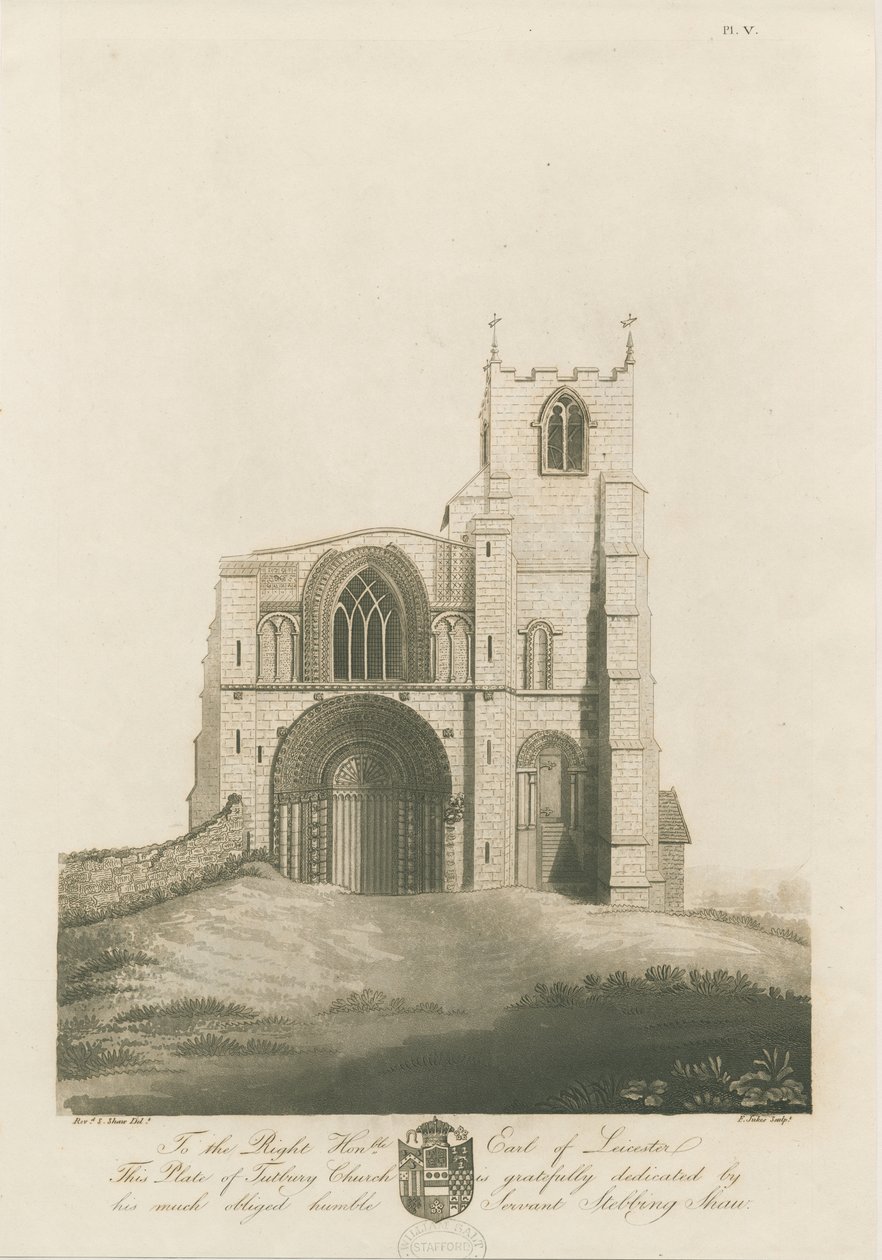Tutbury Priory Church: akvatinta metszet, nd [c 1798] (nyomtatás) alkotó: Stebbing Shaw