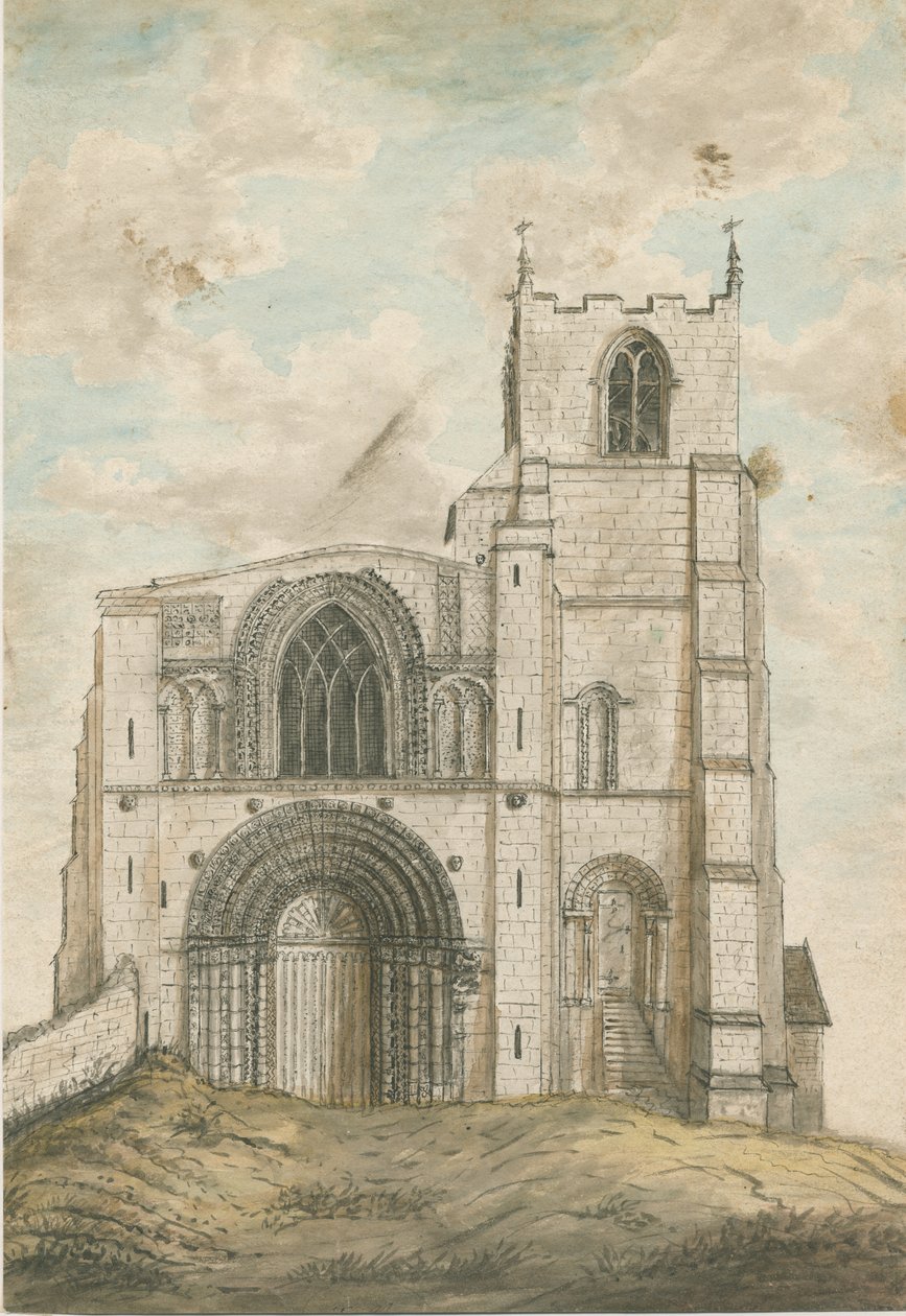 Tutbury Priory Church: vízfestmény, nd [1762-1802] alkotó: Stebbing Shaw