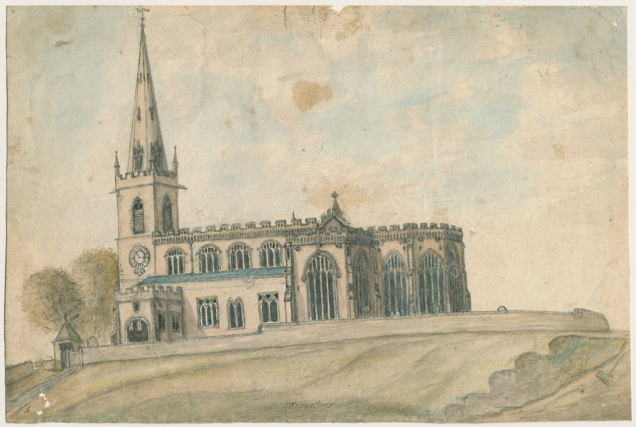 Wednesbury templom: vízfestmény, nd [1762-1802] alkotó: Stebbing Shaw