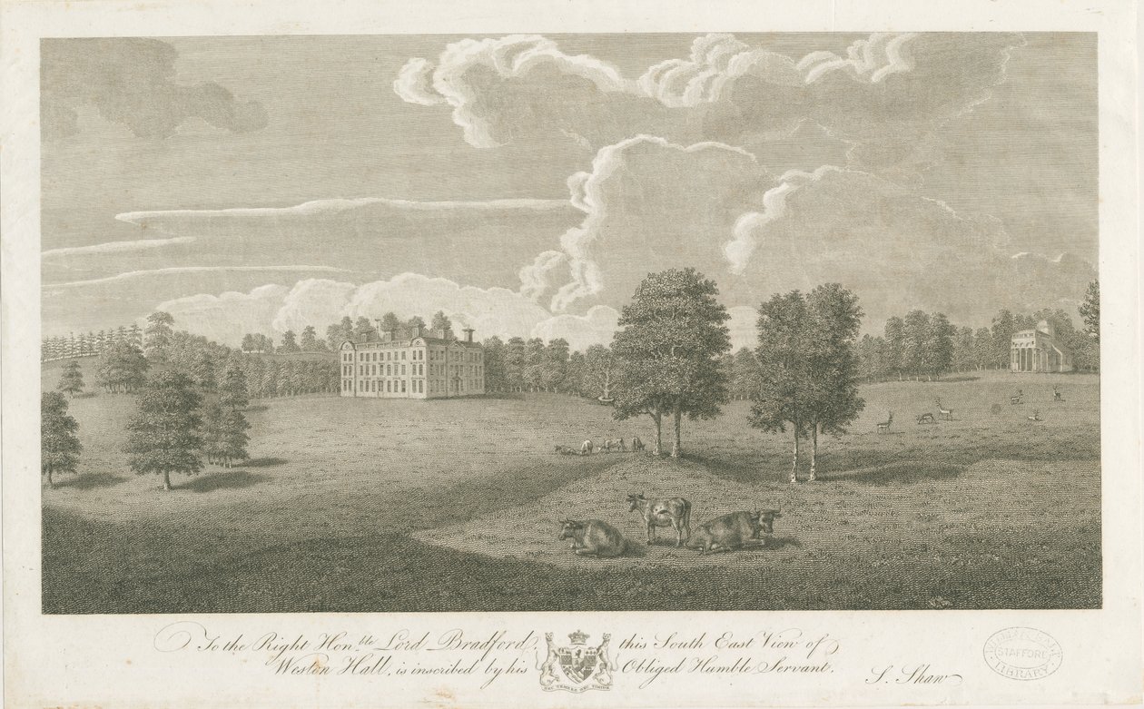 Weston-under-Lizard – Hall: metszet, nd [1762-1802] (nyomtatás) alkotó: Stebbing Shaw