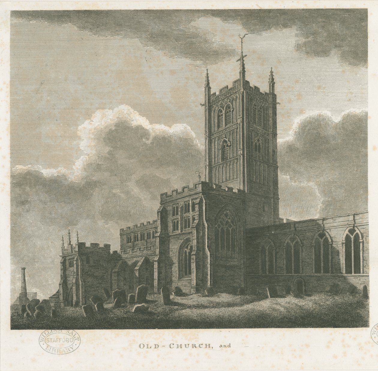 Wolverhampton – Szent Péter-templom: metszet, és [XVIII. század vége] alkotó: Stebbing Shaw